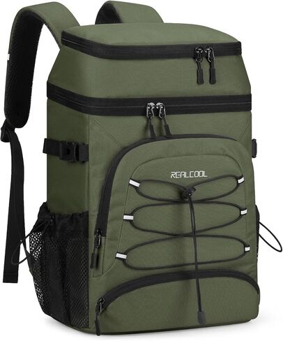 Realcool Backpack Cooler，33 Cans Insulated Leakproof Soft Cooler Bag Lightweight Camping Beach Lunch Backpack for Men Women in Saudi Arabia