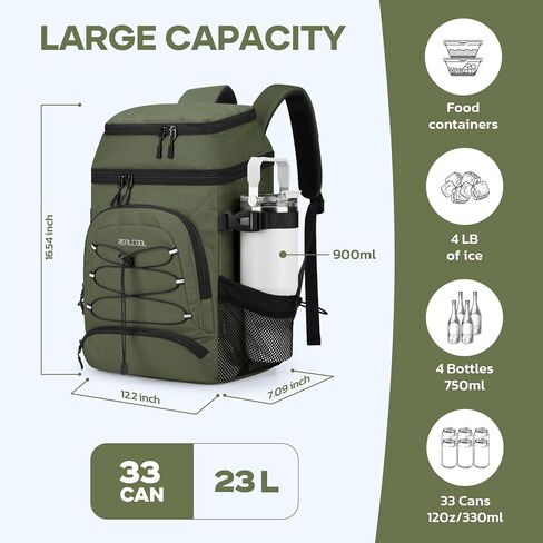 Realcool Backpack Cooler，33 Cans Insulated Leakproof Soft Cooler Bag Lightweight Camping Beach Lunch Backpack for Men Women in Saudi Arabia