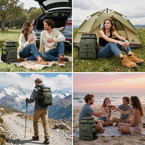 Realcool Backpack Cooler，33 Cans Insulated Leakproof Soft Cooler Bag Lightweight Camping Beach Lunch Backpack for Men Women in Saudi Arabia