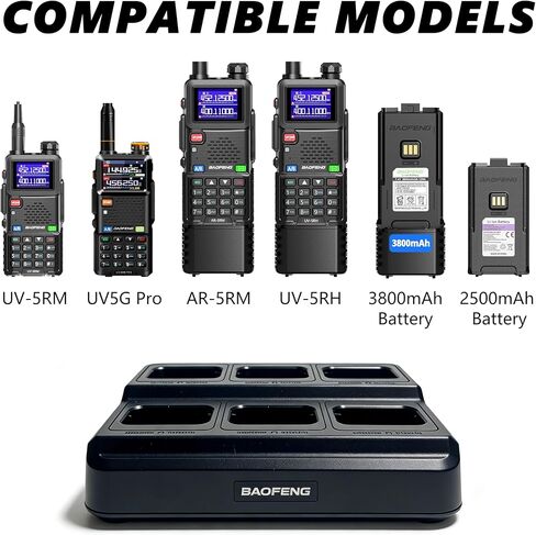 BAOFENG Six Way Charger for UV5RM/AR-5RM/UV5RH – Walkie Talkie Multi-Unit Rapid Charging Station for Ham Radio Batteries with Overcharge Protection, LED Status Lights & Space-Saving Design (6 Slot) in Saudi Arabia