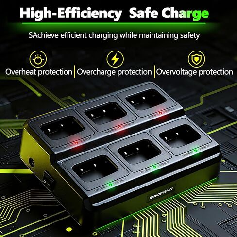 BAOFENG Six Way Charger for UV5RM/AR-5RM/UV5RH – Walkie Talkie Multi-Unit Rapid Charging Station for Ham Radio Batteries with Overcharge Protection, LED Status Lights & Space-Saving Design (6 Slot) in Saudi Arabia