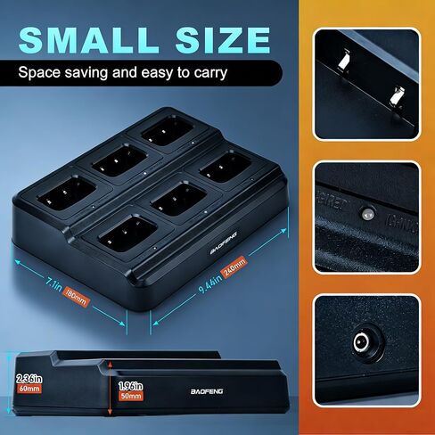 BAOFENG Six Way Charger for UV5RM/AR-5RM/UV5RH – Walkie Talkie Multi-Unit Rapid Charging Station for Ham Radio Batteries with Overcharge Protection, LED Status Lights & Space-Saving Design (6 Slot) in Saudi Arabia