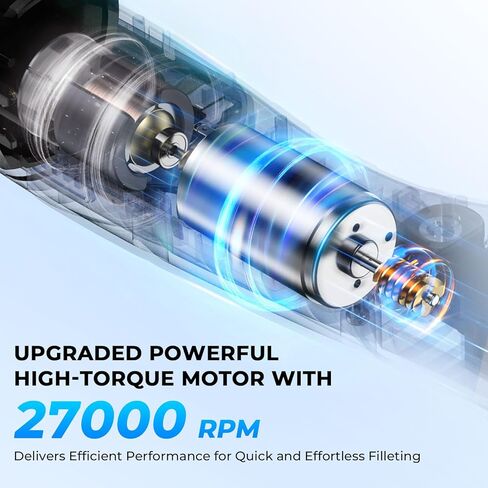 سكين فيليه كهربائي لاسلكي قابل لإعادة الشحن من Calamus BladeVolt مع شفرات 7 بوصة و9 بوصة، محرك 27000 دورة في الدقيقة، بطارية من النوع C، قبضة غير قابلة للانزلاق وقفل أمان، حقيبة حمل محمولة، معدات صيد وهدايا للرجال in Kuwait