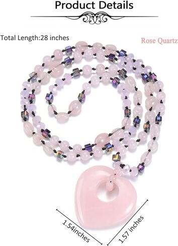 Top Plaza Amethyst Crystal Necklaces for Women Love Heart Natural Healing Gemstone Necklace Purple Jewelry Gifts for Mom Wife in Saudi Arabia