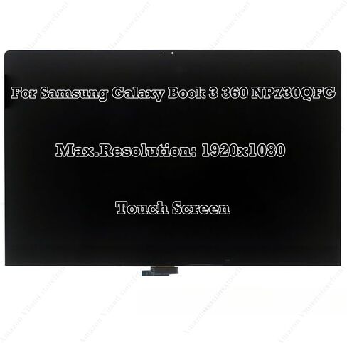 شاشة بديلة LCD للكمبيوتر المحمول باللون الرمادي مقاس 13.3 بوصة لهاتف Samsung Galaxy Book3 360 NP730QFG FHD 1920×1080 شاشة LCD تعمل باللمس ولوحة عرض كاملة للتجميع العلوي in Kuwait
