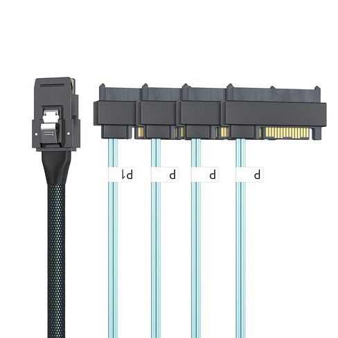 كابل SAS 10Gtek MiniSAS SFF-8087 إلى 4xSFF-8482 Fan-Out SAS مع طاقة IDE Molex SATA لوحدة التحكم Raid إلى القرص الصلب، 0.5 متر (1.6 قدم) in Saudi Arabia