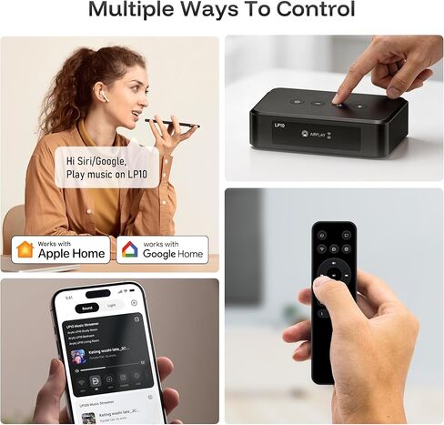 جهاز استقبال الموسيقى اللاسلكي Arylic LP10 واي فاي وبلوتوث، AirPlay 2، Google Cast، Spotify&Tidal Connect، محول ستيريو للصوت المنزلي، التحكم في التطبيقات، يعمل مع Siri ومساعد Google in Kuwait