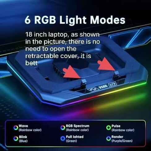 Cooling Pad for Asus ROG Strix Scar 18 Strix G18 18 inch Gaming Laptop,Cooler It is a Well Deserved Heat Dissipation Monster,with Powerful Turbo Fan Can Fast Cooling, 6 RGB Light Mode, Touch Start in Saudi Arabia