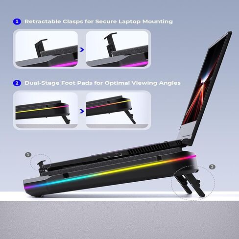 Cooling Pad for Asus ROG Strix Scar 18 Strix G18 18 inch Gaming Laptop,Cooler It is a Well Deserved Heat Dissipation Monster,with Powerful Turbo Fan Can Fast Cooling, 6 RGB Light Mode, Touch Start in Saudi Arabia