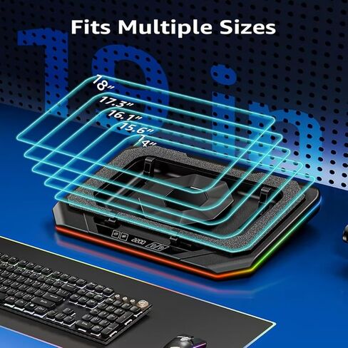Cooling Pad for Asus ROG Strix Scar 18 Strix G18 18 inch Gaming Laptop,Cooler It is a Well Deserved Heat Dissipation Monster,with Powerful Turbo Fan Can Fast Cooling, 6 RGB Light Mode, Touch Start in Saudi Arabia