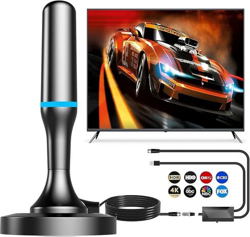 هوائي تلفزيون للقنوات المحلية الداخلية، هوائي تلفزيون رقمي للتلفزيون الذكي داخلي 4K HD بدون كابل - قاعدة مغناطيسية، استقبال 360 درجة، كابل 8.2 قدم، طويل المدى - يدعم أجهزة التلفاز عالية الدقة مع موالف مدمج in Kuwait
