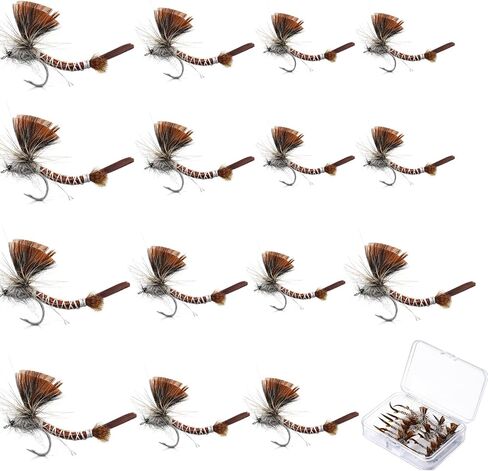 15 قطعة من طُعم صيد الذبابة Mayfly Fly حشرات صيد عدة مع صندوق مقاوم للماء لصيد سمك السلمون المرقط وباس بانفيش in Kuwait