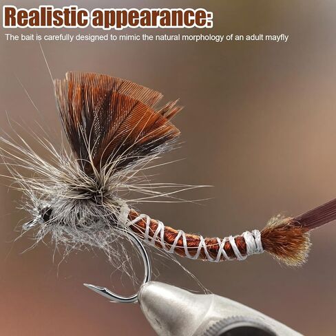15 قطعة من طُعم صيد الذبابة Mayfly Fly حشرات صيد عدة مع صندوق مقاوم للماء لصيد سمك السلمون المرقط وباس بانفيش in Kuwait