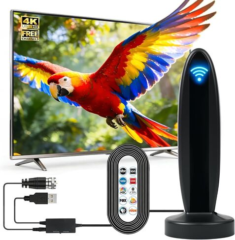 2026 Indoor TV Antenna for Smart & Old TVs, 1000+ Miles Range Digital Outdoor TV Antenna for Free Local Channels, Supports 4K 1080P VHF UHF with Amplifier Signal Booster & 36ft Cable in Saudi Arabia