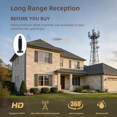 2026 Indoor TV Antenna for Smart & Old TVs, 1000+ Miles Range Digital Outdoor TV Antenna for Free Local Channels, Supports 4K 1080P VHF UHF with Amplifier Signal Booster & 36ft Cable in Saudi Arabia