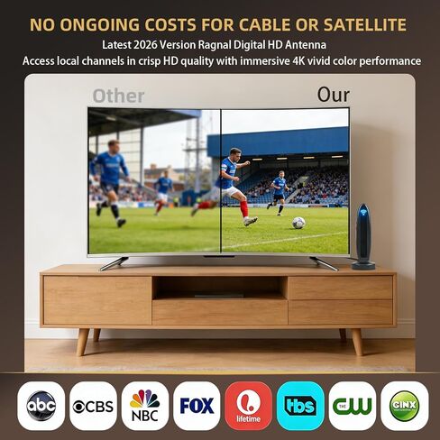 2026 Indoor TV Antenna for Smart & Old TVs, 1000+ Miles Range Digital Outdoor TV Antenna for Free Local Channels, Supports 4K 1080P VHF UHF with Amplifier Signal Booster & 36ft Cable in Saudi Arabia
