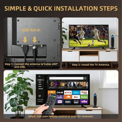 2026 Indoor TV Antenna for Smart & Old TVs, 1000+ Miles Range Digital Outdoor TV Antenna for Free Local Channels, Supports 4K 1080P VHF UHF with Amplifier Signal Booster & 36ft Cable in Saudi Arabia