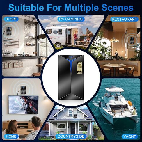 2026 Upgraded TV Antenna Indoor, 3500+ Miles Long Range Reception for Local Channels, Digital HDTV Antenna with Amplifier for Smart TV - Supports 8K 4K 1080P HD, Easy Setup with 26ft Cable in Saudi Arabia
