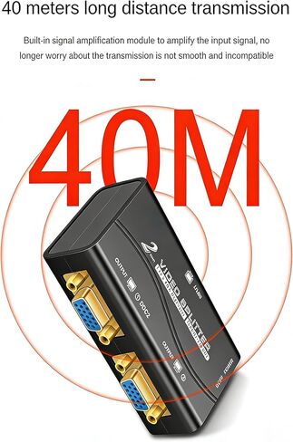 VGA Splitter 1 in 2 Out, Dual Monitor Duplicator for Displays and Projectors, 1920x1440 Resolution, 150-250MHz, Built-in Amplifier 40m, 5V Powered for PC, Laptop, DVR, Set-top Box in Saudi Arabia
