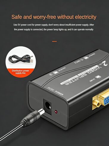 VGA Splitter 1 in 2 Out, Dual Monitor Duplicator for Displays and Projectors, 1920x1440 Resolution, 150-250MHz, Built-in Amplifier 40m, 5V Powered for PC, Laptop, DVR, Set-top Box in Saudi Arabia