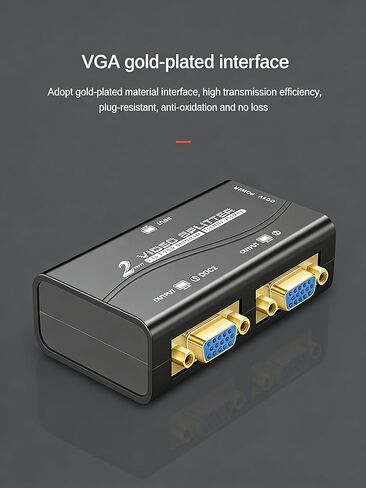 VGA Splitter 1 in 2 Out, Dual Monitor Duplicator for Displays and Projectors, 1920x1440 Resolution, 150-250MHz, Built-in Amplifier 40m, 5V Powered for PC, Laptop, DVR, Set-top Box in Saudi Arabia