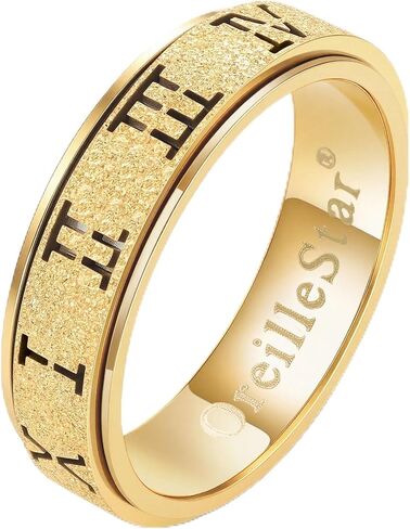 Anxiety Relief Fidget Ring for Women: Roman Numeral Spinner Thumb Ring Stainless Steel Toys Adults Fidgit Silver Gold Black Rainbow Rose Gold Bands Size 5 6 7 8 9 10 in Saudi Arabia