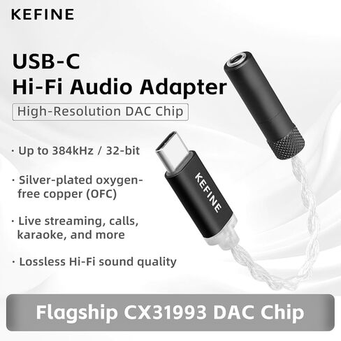 محول صوت HiFi USB C إلى 3.5 مم، محول مقبس سماعة الرأس CX31993 عالي الدقة DAC دونغل 32 بت/384 كيلو هرتز، كابل OFC مطلي بالفضة مضخم صوت محمول، مضخم صوت محمول لسماعة الرأس DAC in Kuwait