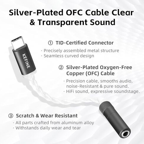محول صوت HiFi USB C إلى 3.5 مم، محول مقبس سماعة الرأس CX31993 عالي الدقة DAC دونغل 32 بت/384 كيلو هرتز، كابل OFC مطلي بالفضة مضخم صوت محمول، مضخم صوت محمول لسماعة الرأس DAC in Kuwait