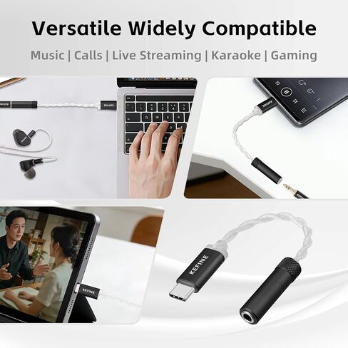 محول صوت HiFi USB C إلى 3.5 مم، محول مقبس سماعة الرأس CX31993 عالي الدقة DAC دونغل 32 بت/384 كيلو هرتز، كابل OFC مطلي بالفضة مضخم صوت محمول، مضخم صوت محمول لسماعة الرأس DAC in Kuwait