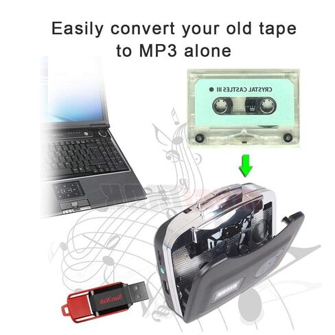 Tape MP3 Converter, Tape Converter, Cassette to MP3 Converter, with Headphones, with Playback Function, Cassette Converter, Digital Stereo for Home, for in Saudi Arabia