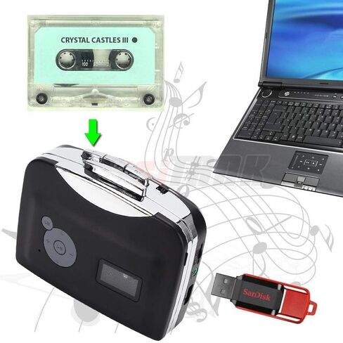 Tape MP3 Converter, Tape Converter, Cassette to MP3 Converter, with Headphones, with Playback Function, Cassette Converter, Digital Stereo for Home, for in Saudi Arabia