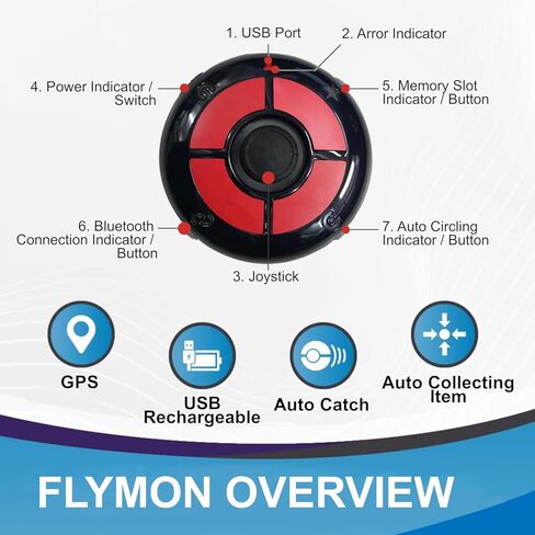 Megacom Flymon Auto Catcher & GPS Joystick for iOS Only - Wireless Location Simulator & Auto Spin/Catch Accessory - Bluetooth Navigation Controller for AR Games - Black in Saudi Arabia