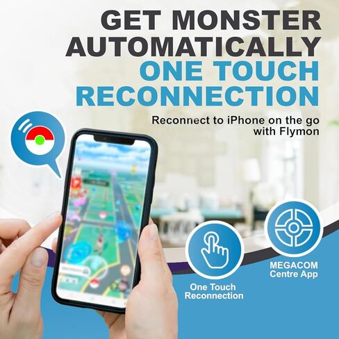 Megacom Flymon Auto Catcher & GPS Joystick for iOS Only - Wireless Location Simulator & Auto Spin/Catch Accessory - Bluetooth Navigation Controller for AR Games - Black in Saudi Arabia