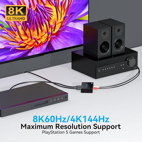 مستخرج صوت HDMI 8K 60 هرتز 4K 120 هرتز HDMI إلى محول AUX محوري بصري يدعم HDCP Digital DTS 5.1 إدارة EDID PCM 2.0 لـ Fire TV PS4 PS5 Xbox in Kuwait