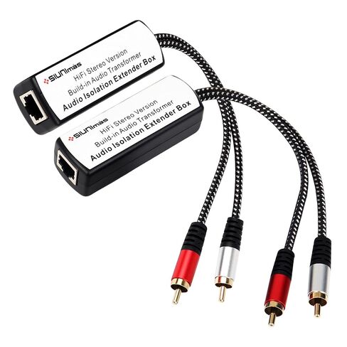 زوج واحد من محولات إشارة صندوق موسع الصوت Pro Network RJ45 RCA/AUX، عوازل صوتية مدمجة تتصل عبر Cat5 / Cat6 وما إلى ذلك (SIM-RJ45-AUX إلى RCA (M-M)) in Kuwait