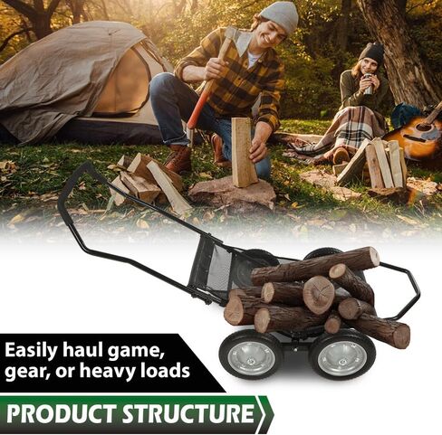 GRAND ORANGE Foldable Multi Use Deer Game Recovery Cart 500lb Capacity Black Utility Gear Dolly with 4 Oversized Wheels All Terrain Cart in Saudi Arabia