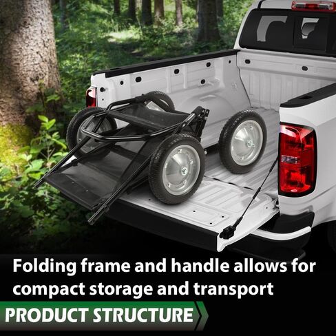 GRAND ORANGE Foldable Multi Use Deer Game Recovery Cart 500lb Capacity Black Utility Gear Dolly with 4 Oversized Wheels All Terrain Cart in Saudi Arabia