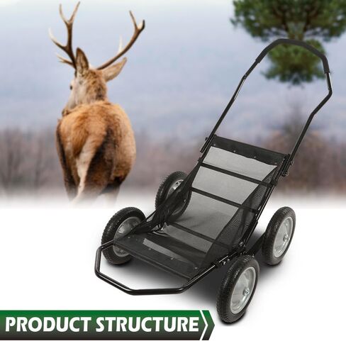GRAND ORANGE Foldable Multi Use Deer Game Recovery Cart 500lb Capacity Black Utility Gear Dolly with 4 Oversized Wheels All Terrain Cart in Saudi Arabia