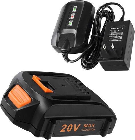 Chgdkjy 2PCS Replacement Worx 20V 3.0Ah Battery and Charger Starter Kit, WA3520 Lithium Battery and Charger WA3742 for Worx 20 Volt Cordless Power Tools in Saudi Arabia