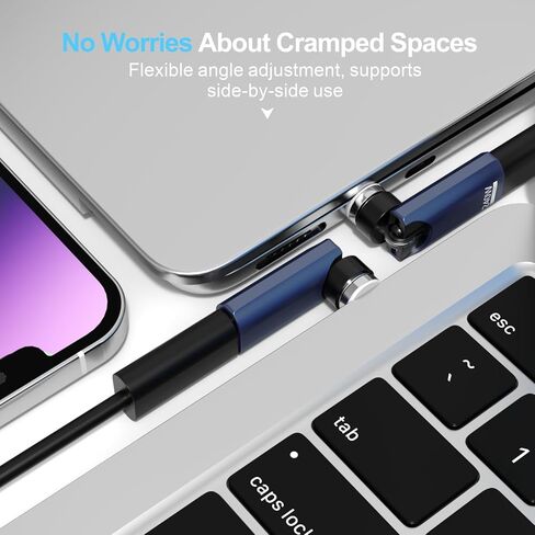 Magnetic USB C Adapter 240W Fast Charging (2 Pack), 360° Rotating for iPhone 17/16/15, MacBook Pro/Air, iPad, Tablet, Laptop, Switch, PS5 - Blue in Saudi Arabia