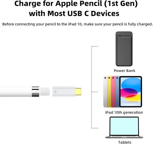 محول Jadebones USB-C إلى قلم الرصاص الجيل الأول فقط لجهاز Apple iPad 10th/11th A16 2025، موصل محول شحن USB C إلى قلم رصاص، يدعم الشحن والاتصال (أبيض) in Saudi Arabia