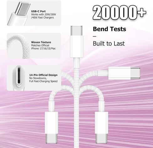 شاحن iPad سريع الشحن بطول 10 أقدام من النوع C إلى C، شاحن USB C سريع لأجهزة Apple iPad Pro 13/12.9/11 في 2025-2018، iPad Air 4th/5th Gen، iPhone 17 16 15 Pro Max/Mini/iPad محول الطاقة in Kuwait