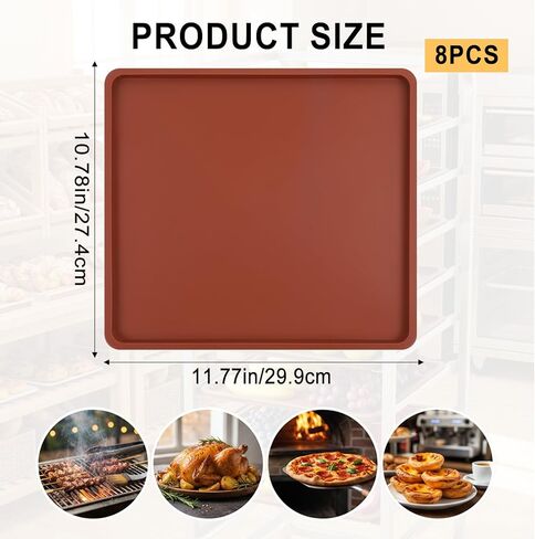 8 PCS 12" x 11" Silicone Dehydrator Sheets with Edge Non-Stick Reusable Dehydrator Tray Liners for Fruit Leather, Jerky, Vegetables, Meat, Crackers in Saudi Arabia