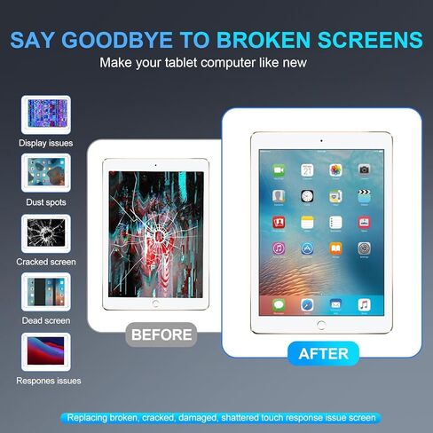 لجهاز iPad 7th 8th الجيل التاسع بديل شاشة LCD Gen 10.2 بوصة محول رقمي لشاشة LCD (A2197 A2198 A2200 A2270 A2428 A2429 A2430 A2602 A2603 A2604 A2605)، مجموعات إصلاح (ليست شاشة تعمل باللمس) in Kuwait