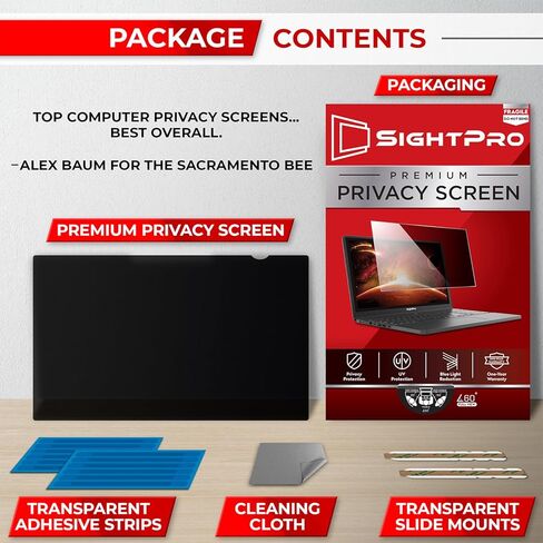 مرشح شاشة خصوصية للكمبيوتر المحمول SightPro مقاس 16 بوصة 16:10 - درع وحماية خصوصية شاشة الكمبيوتر - وضوح عالي in Kuwait
