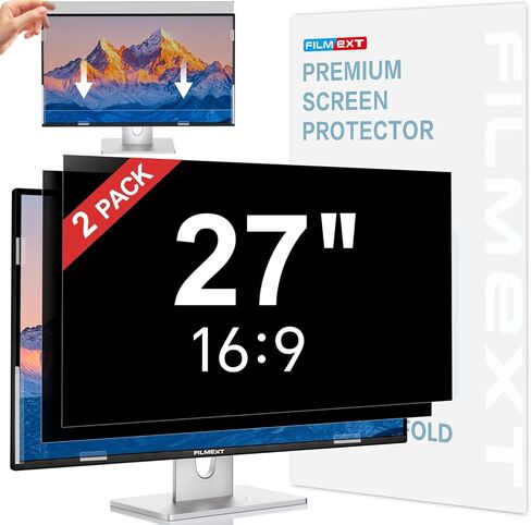 [2 Pack] 27 Inch Computer Privacy Screen , 16:9 Aspect Ratio Monitor Privacy Filter with Anti-Glare, Anti-Blue Light & Anti-Spy Protection, Removable Anti-Scratch Screen Protector for 27-Inch Widescreen Monitors in Saudi Arabia