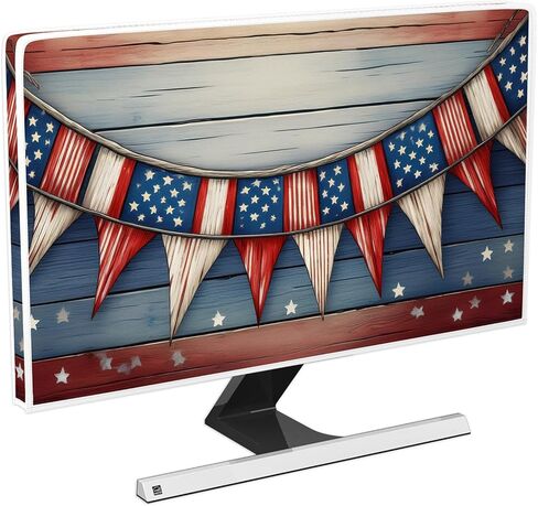 Independence Day Waterproof Computer Monitor Cover 22,23,24,25 Inch The Old Glory 4th of July American Flag Anti-Static Dust proof Protective Monitor Dust Cover for LCD/LED/HD Computer Screen in Saudi Arabia
