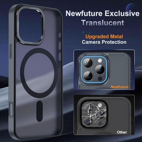 Newfuture Designed for iPhone 16 Pro Case with Magnetic [13 FT Military Drop Protection] [Compatible with Magsafe] Slim Translucent Matte Shockproof with Anti-Fingerprint Phone Case,Black in Saudi Arabia