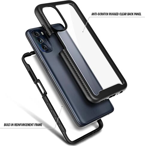 NZND Designed for Motorola Moto G-5G-2022 Case, Black/Clear | with Built-in Screen Protector | 16FT Military Grade Drop Tested, Full-Body Protection Bumper Shockproof Phone Cover in Saudi Arabia