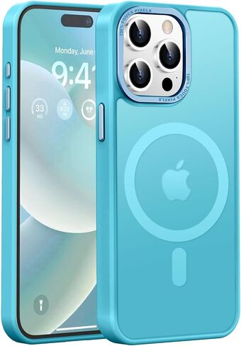 Newfuture Upgraded Magnetic for iPhone 15 Pro Max Case [Compatible with Magsafe] [Mil-Grade Protection], Pocket-Friendly, Slim Translucent Phone Case Cover for iPhone 15 Pro Max 6.7", Lake Blue in Saudi Arabia